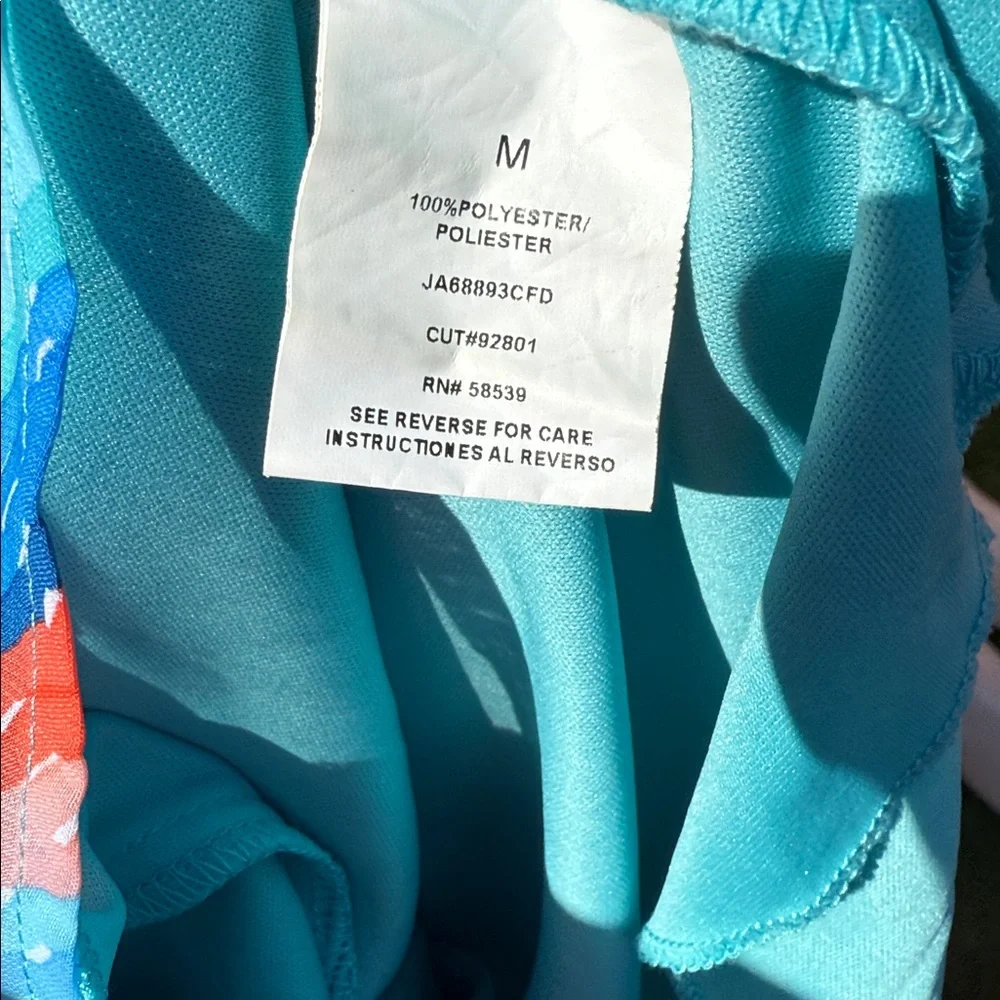 Xtraordinary Blue, Turquoise & Coral Zigzag Long-Sleeve Dress Size M - Picture 7 of 8